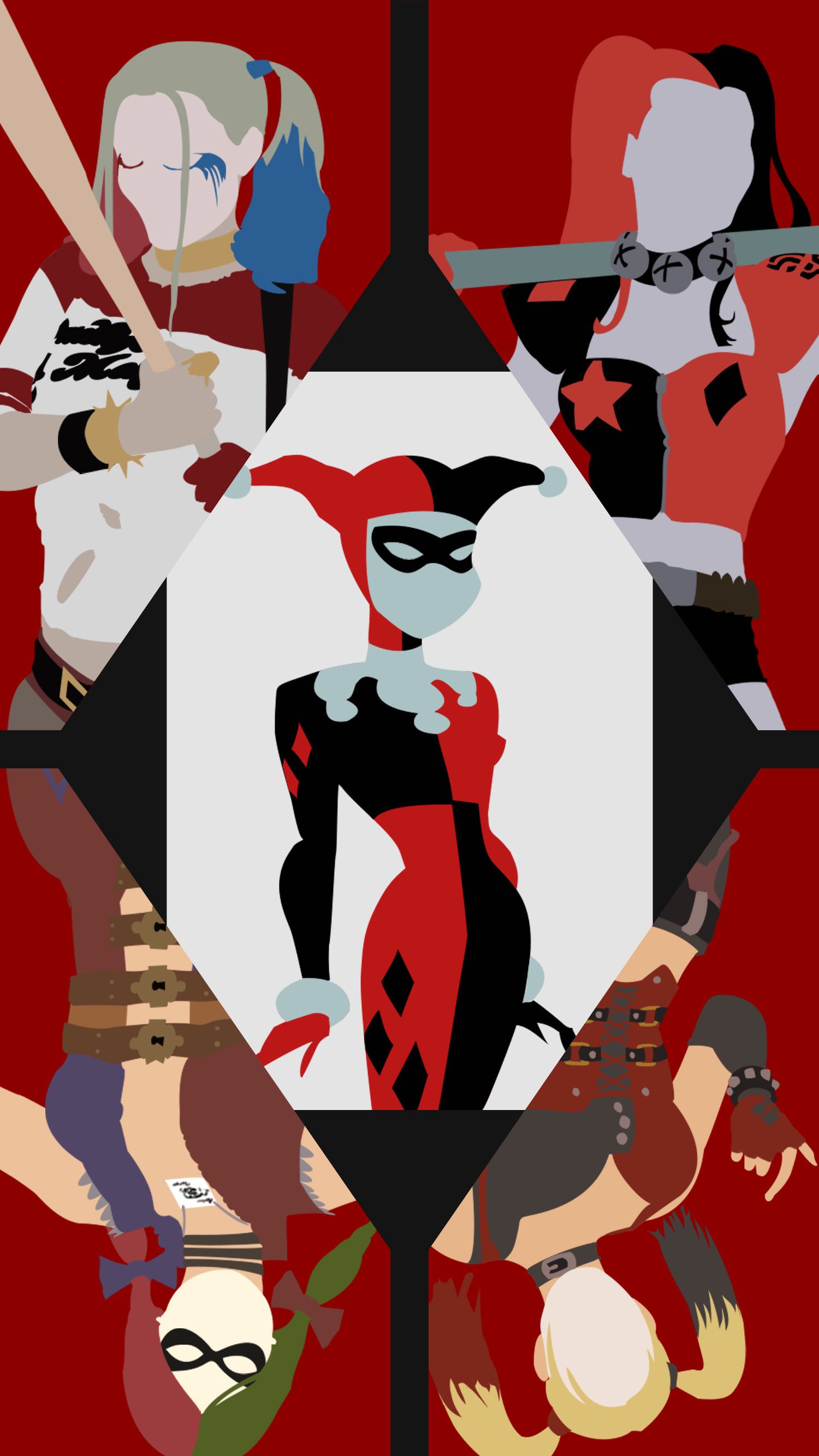 Harley Quinn illustrazione rosso, 1500x2668 Full HD Verticale, Samsung Galaxy