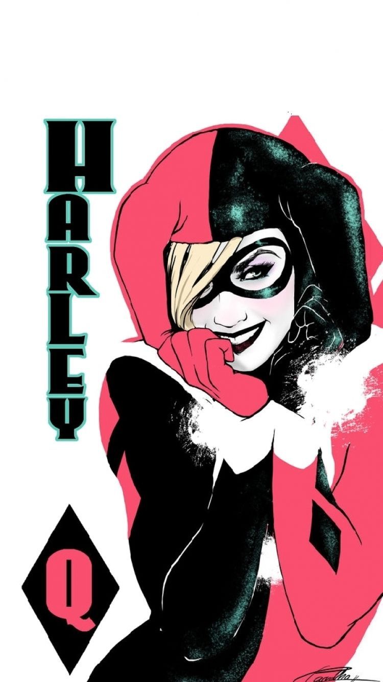 Harley Quinn illustrazione rosa nero, 750x1334 Full HD Verticale, iPhone