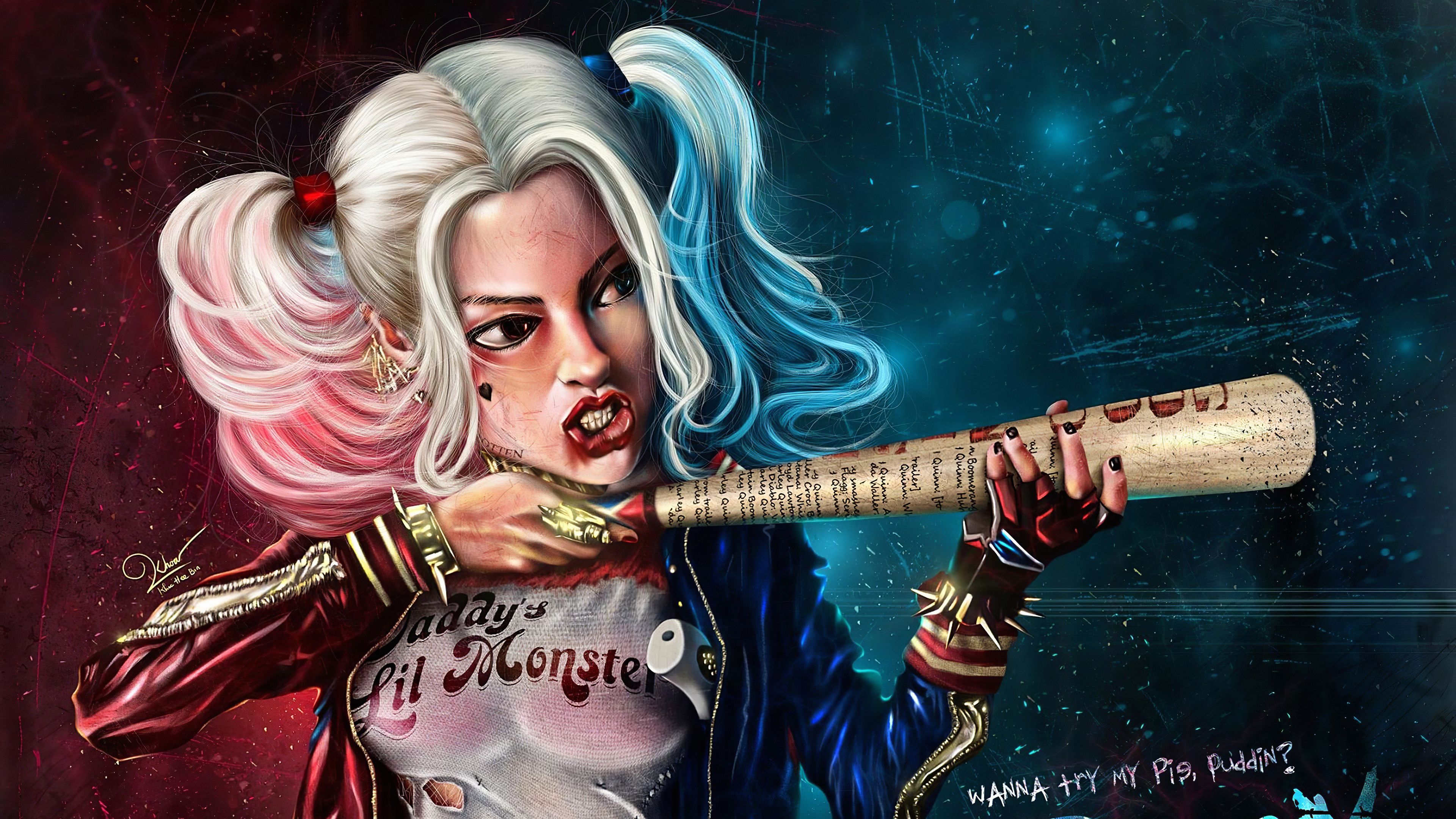 Harley Quinn con mazza da baseball, 3840x2160 4K, Desktop 4K