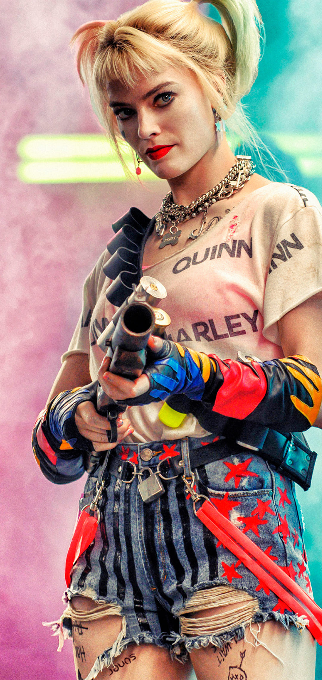Harley Quinn con fucile, 1080x2280 Verticale, Telefono