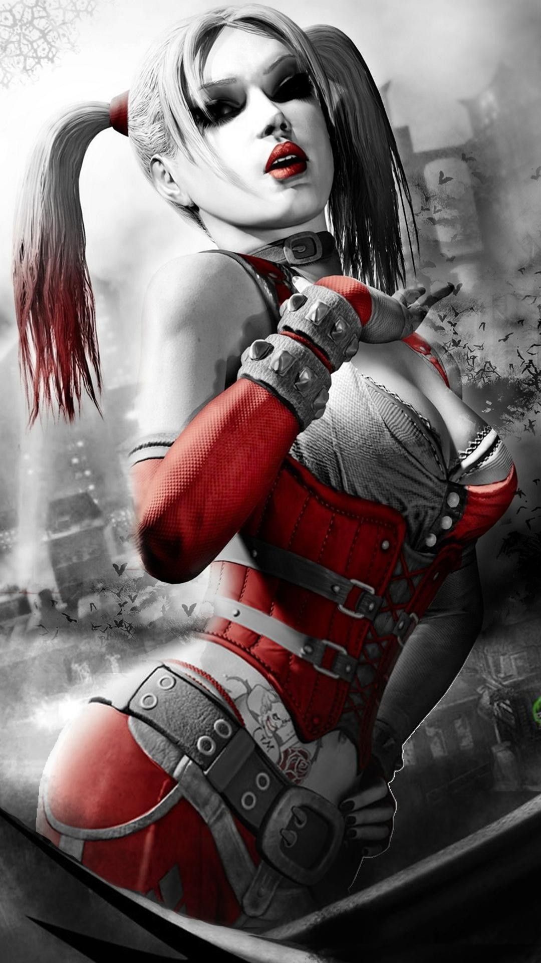 Harley Quinn rosso e nero, 1080x1920 Verticale, Telefono