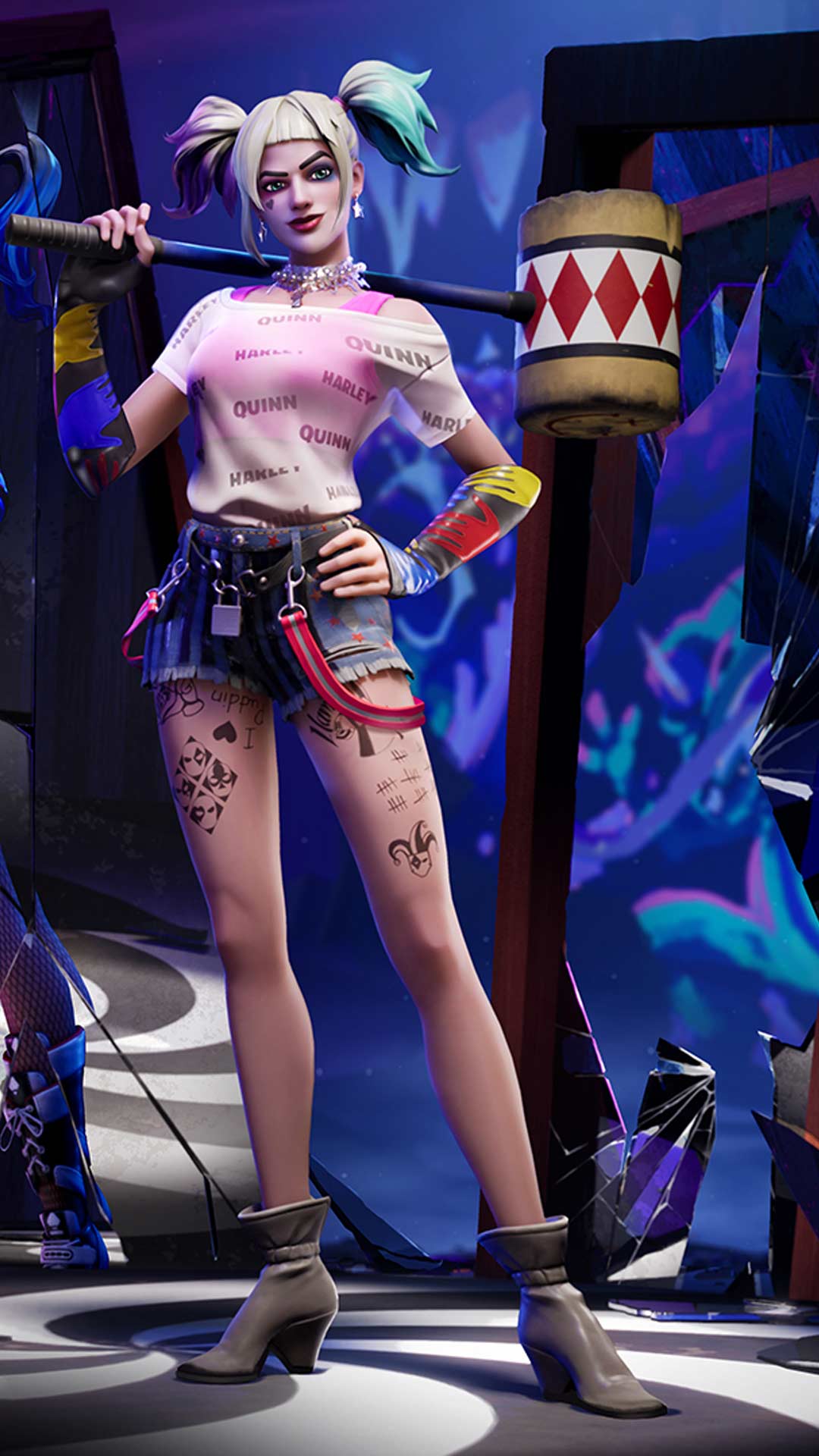 Harley Quinn skin Fortnite, Epic Games, 1080x1920 Verticale, Mobile