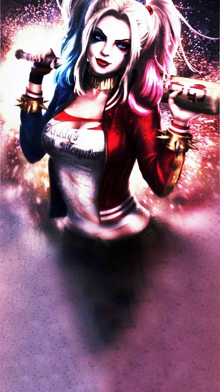 Harley Quinn con pistole, 720x1280 Full HD Verticale, Smartphone
