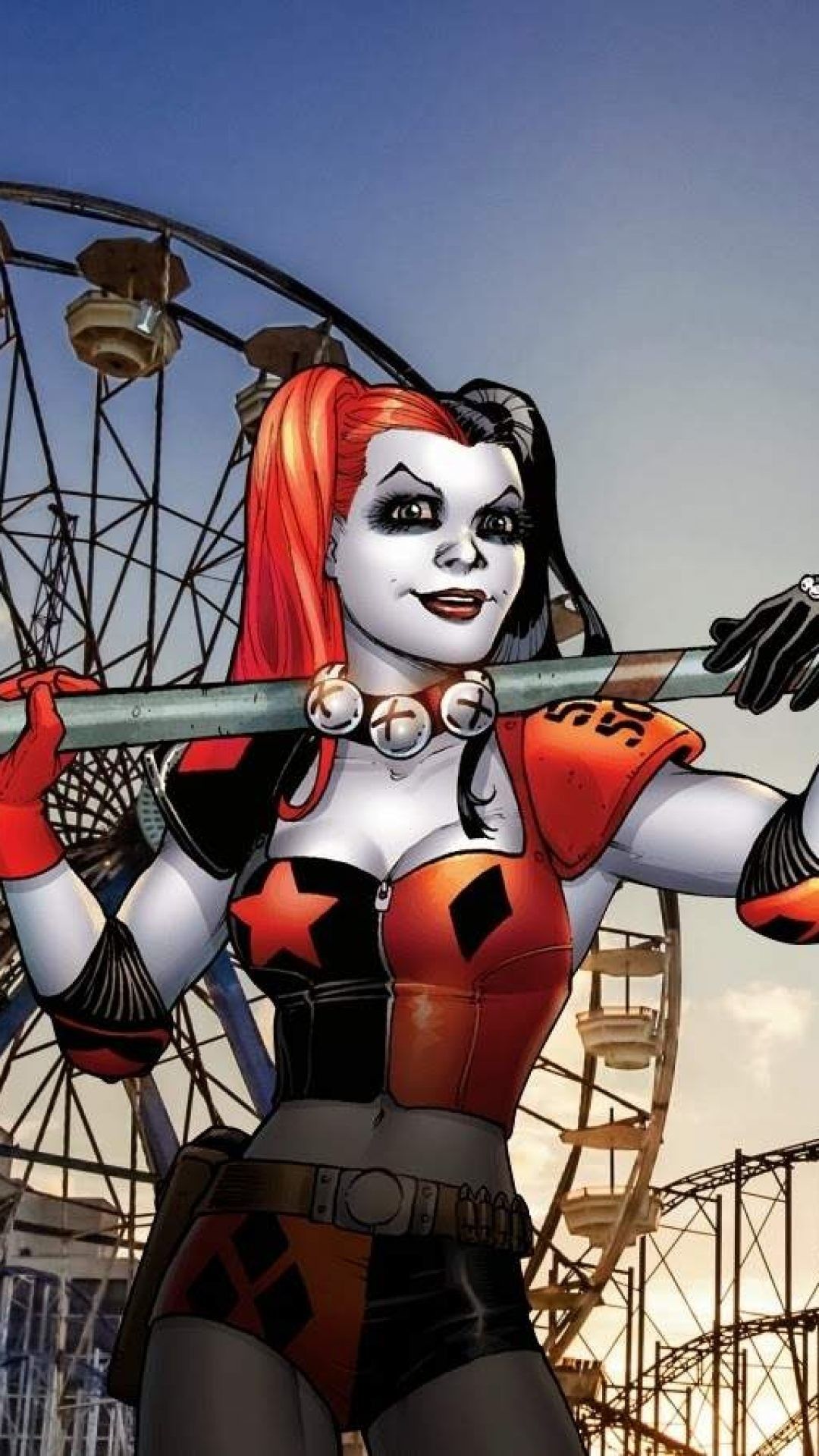 Harley Quinn con mazza da baseball, 1080x1920 Full HD Verticale, Smartphone
