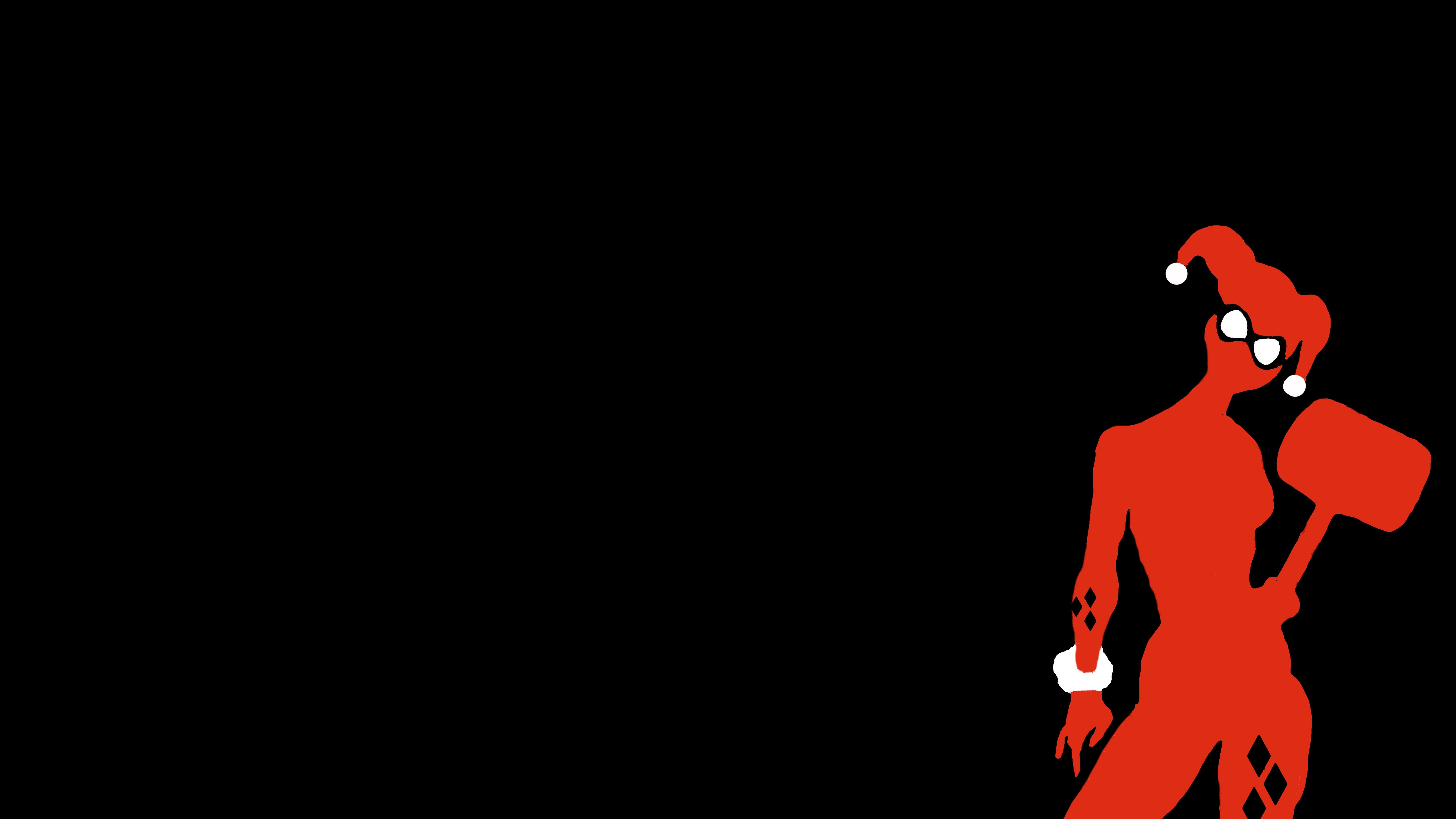 Silhouette Harley Quinn rossa, 6000x3375 UHD, PC 4K