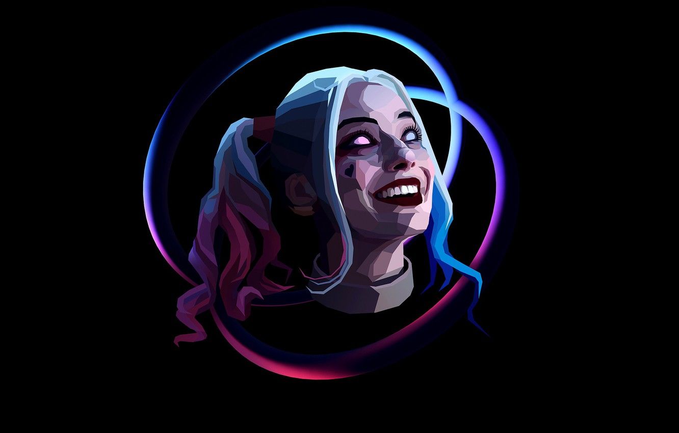 Harley Quinn, cerchi neon, 1332x850 HD, Desktop