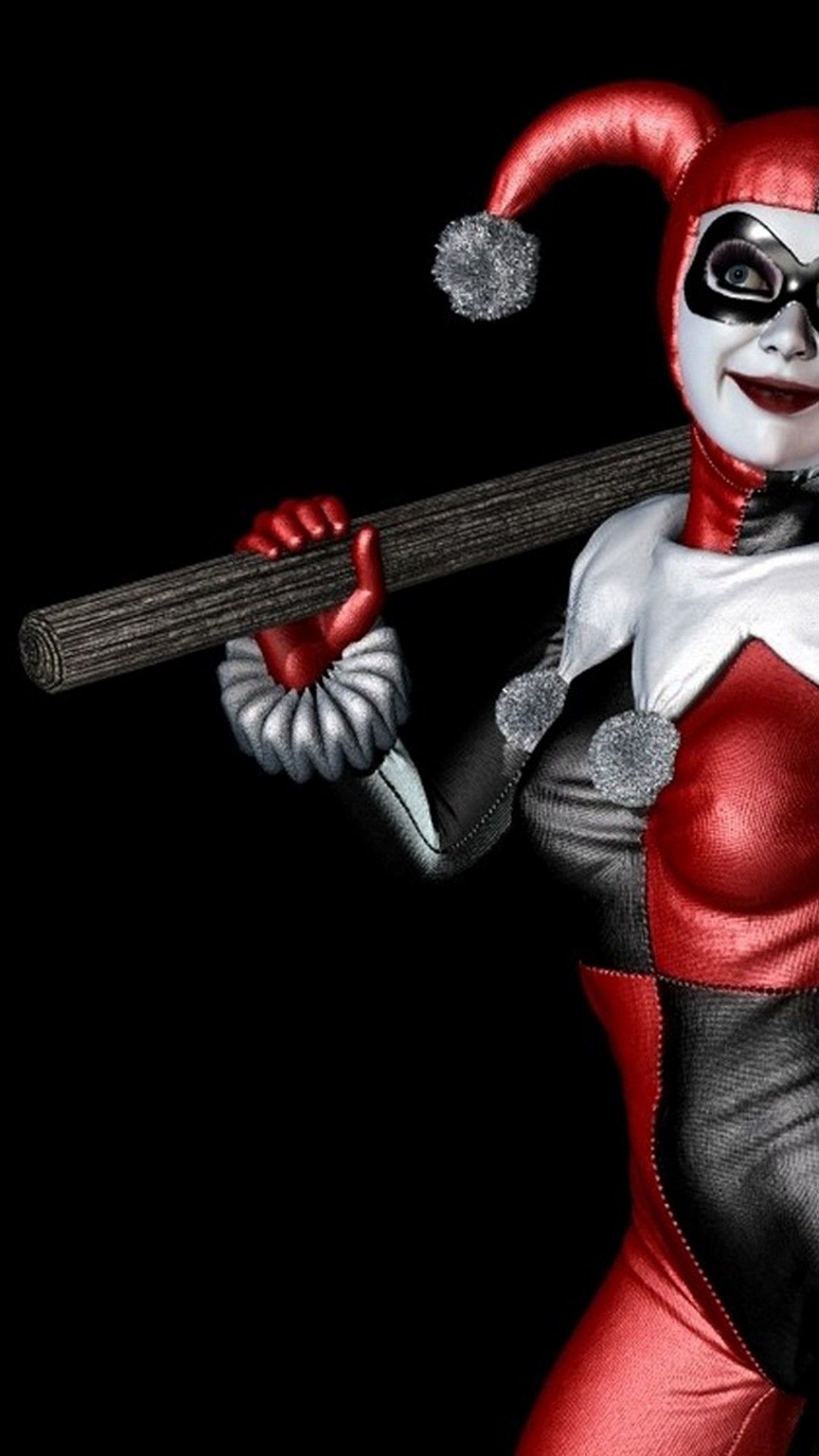 Harley Quinn con mazza, 1080x1920 Full HD Verticale, Smartphone