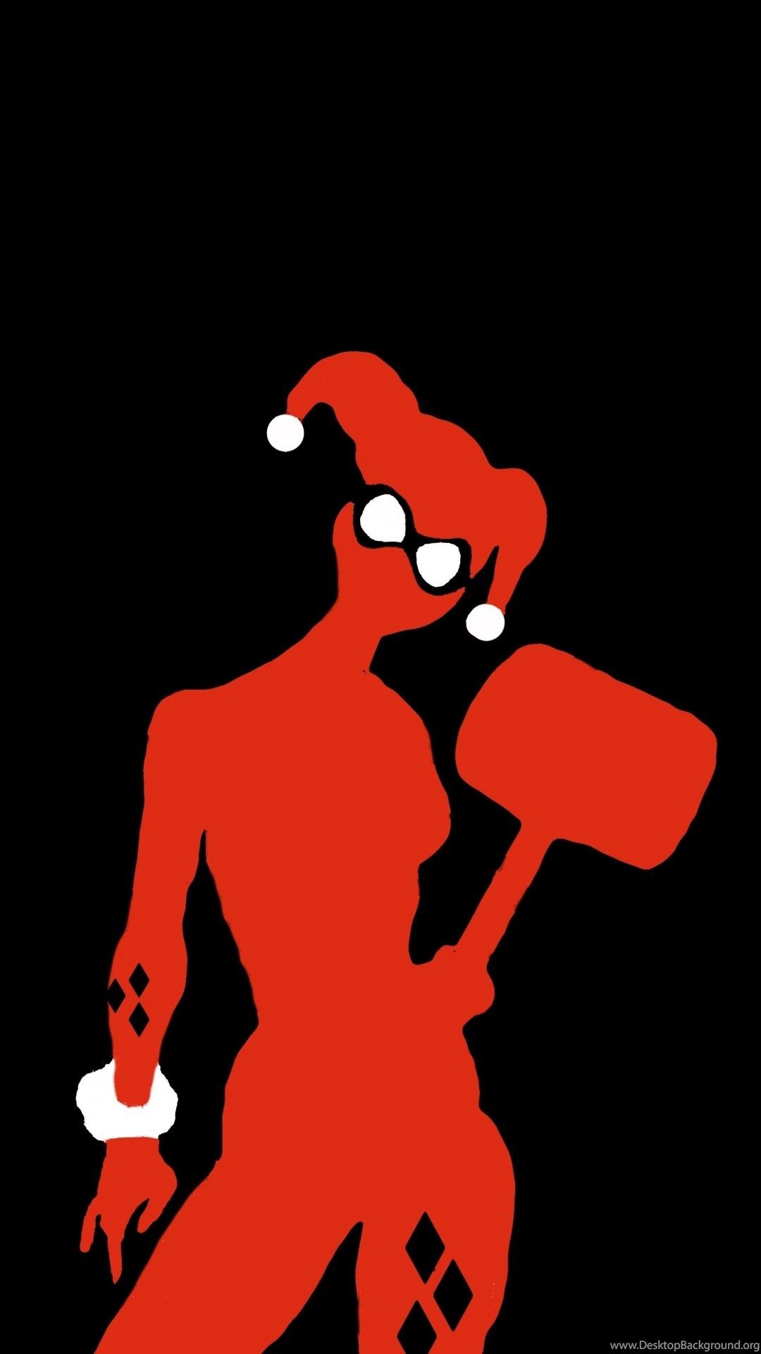Harley Quinn silhouette rossa, 1080x1920 Full HD Verticale, Smartphone