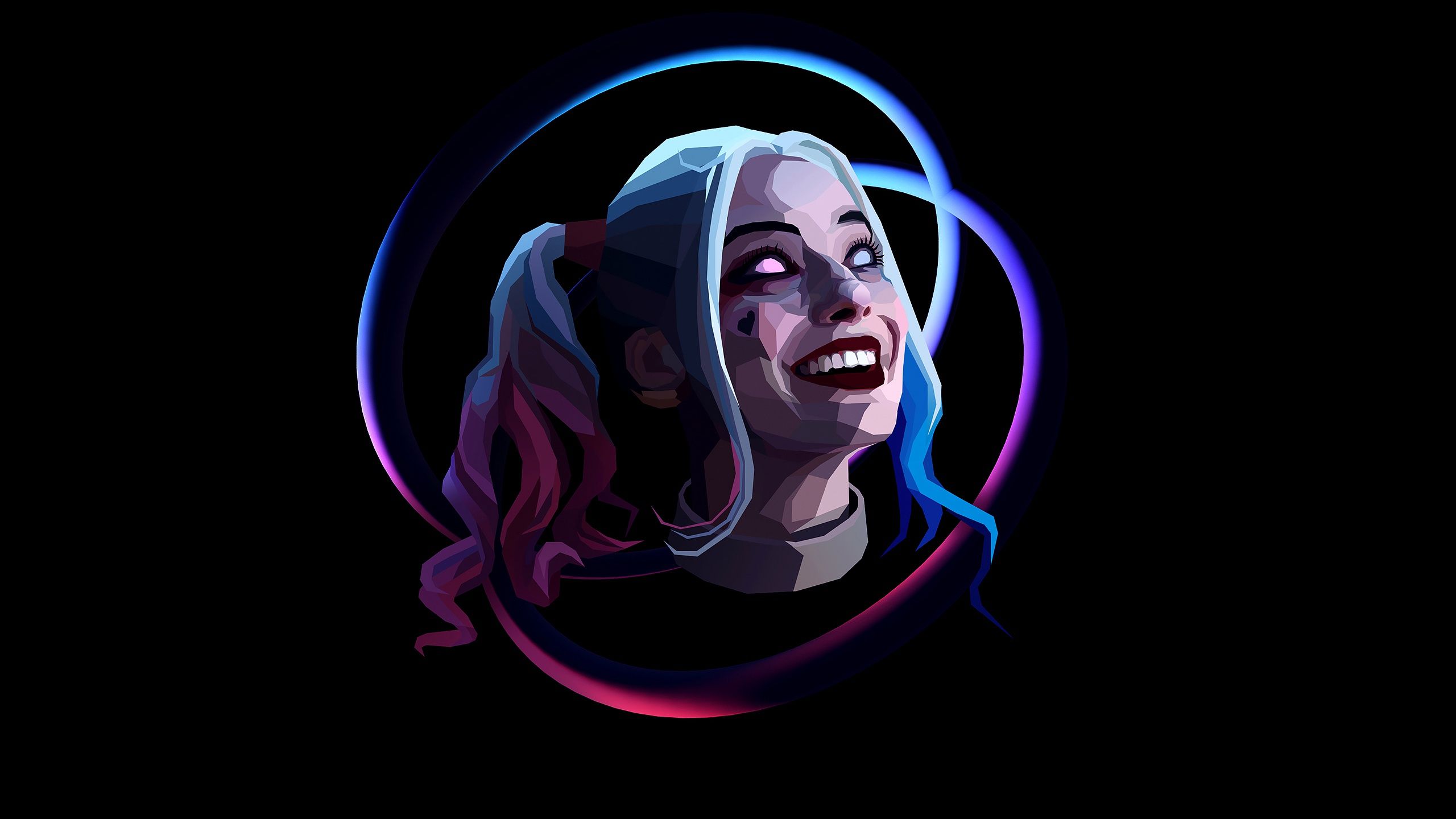 Harley Quinn ritratto cerchio neon, 2560x1440 1440p, Monitor Gaming