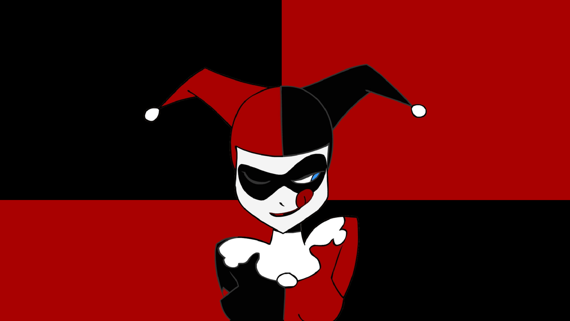 Harley Quinn stilizzata rosso nero, 1920x1080 Full HD 1080p, PC Desktop