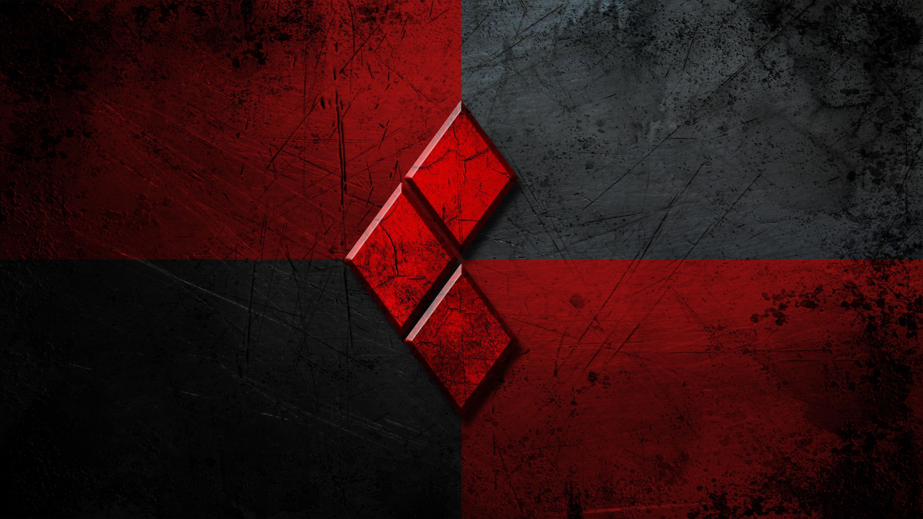 Simbolo Harley Quinn rosso nero, 3840x2160 Ultra HD, 4K TV