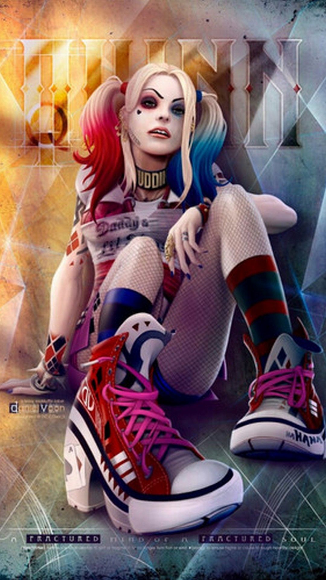 Harley Quinn seduta scarpe rosse, 1080x1920 Full HD Verticale, iPhone