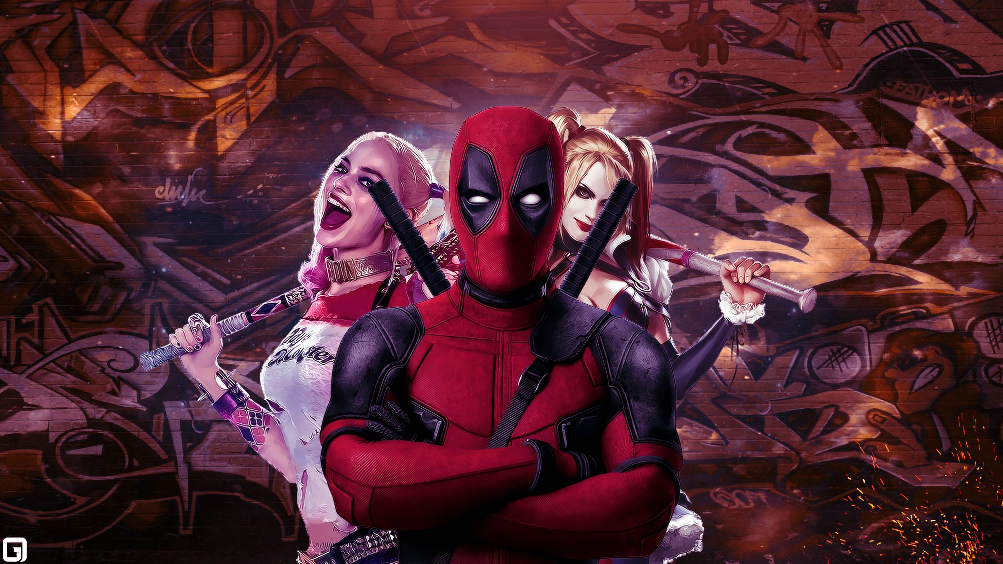 Deadpool e Harley Quinn, Marvel, 3840x2160 4K Ultra HD, Monitor 4K