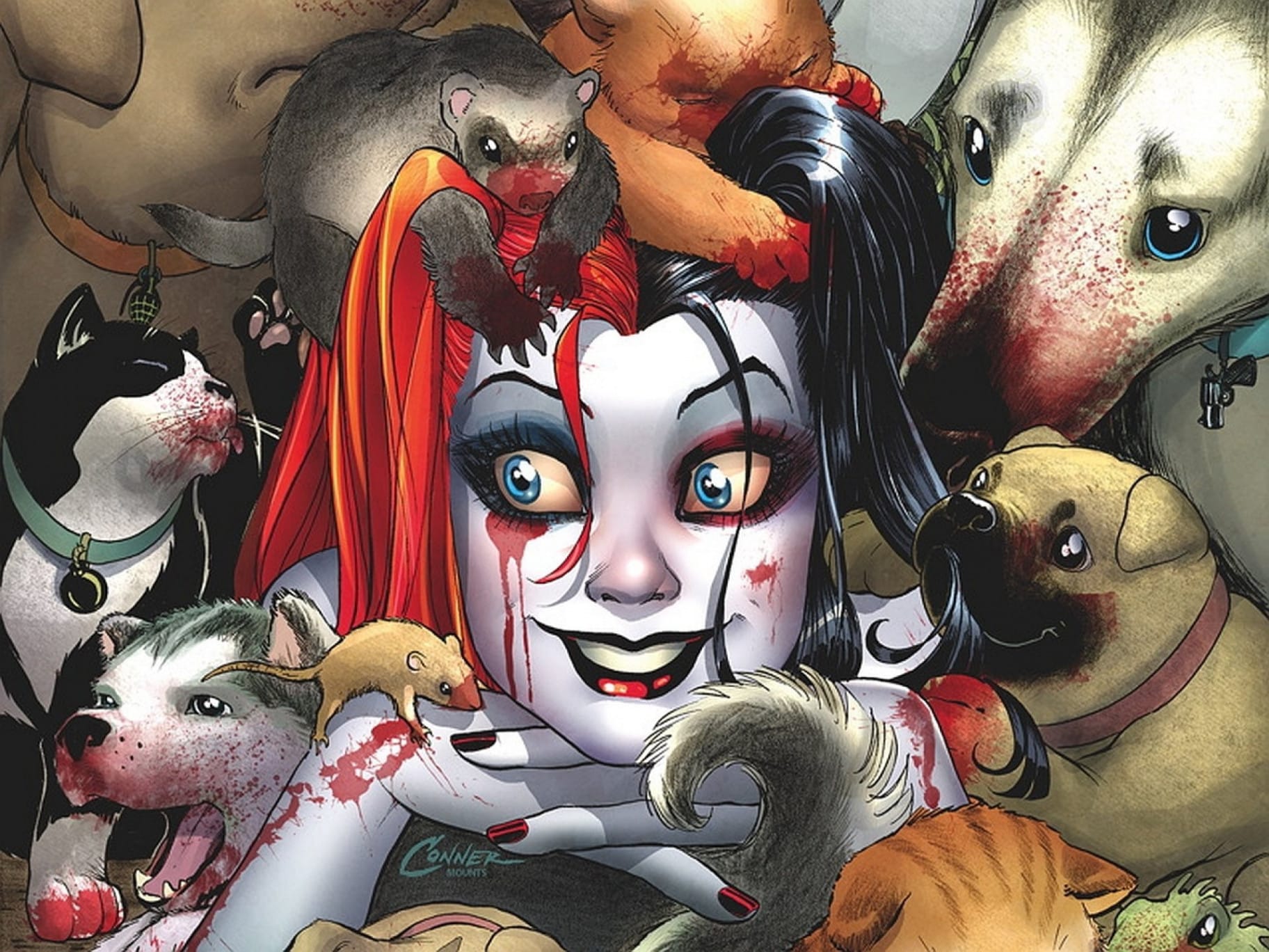 Harley Quinn con animali, 1824x1368 HD, iMac