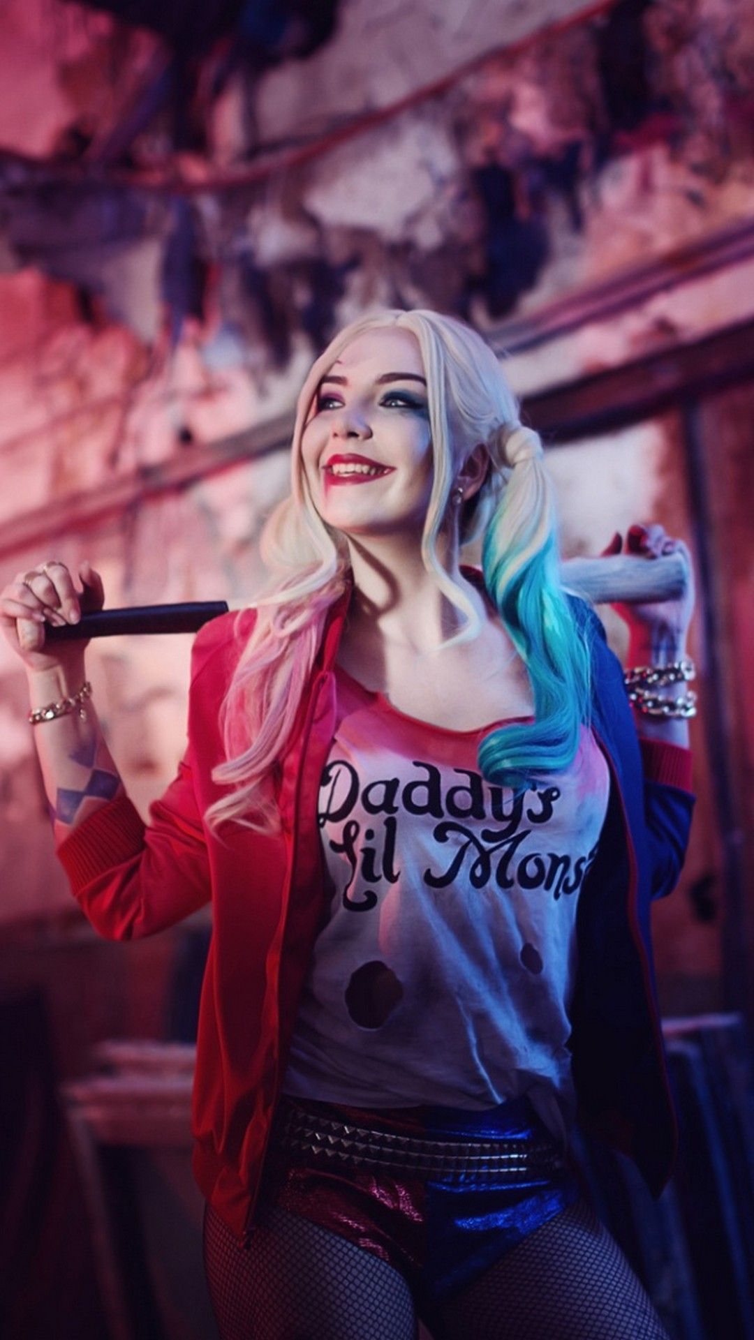 Harley Quinn con mazza da baseball, 1080x1920 Verticale, Telefono