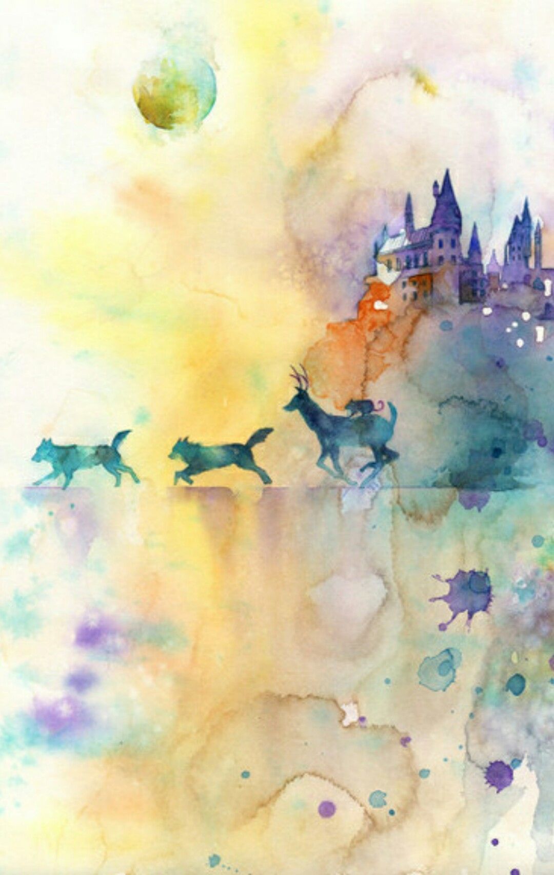 Patronus animali acquerello Hogwarts, scuola di magia, 1080x1704 Full HD Verticale, Smartphone