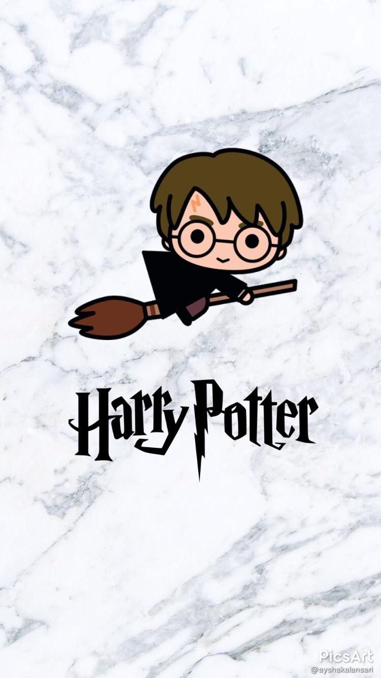 Harry Potter cartoon su scopa, 750x1334 Verticale, Mobile