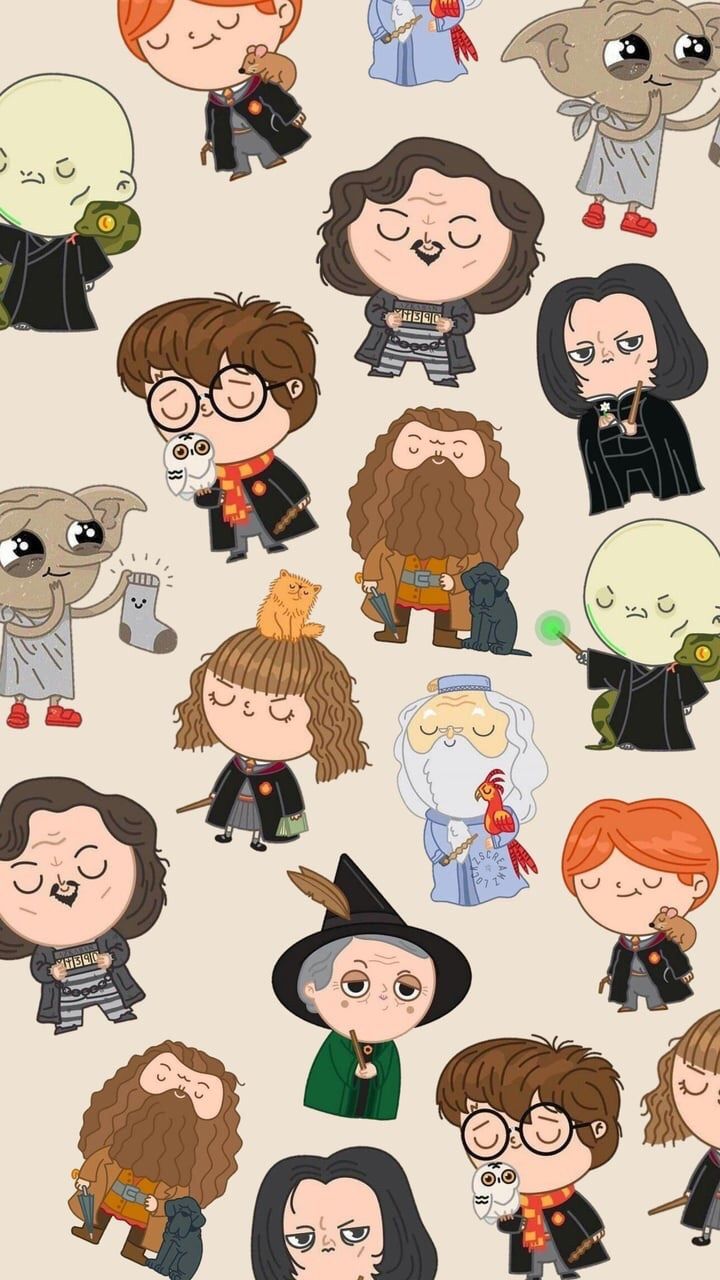 Personaggi Harry Potter cartoon, mondo magico, 720x1280 Verticale, Telefono