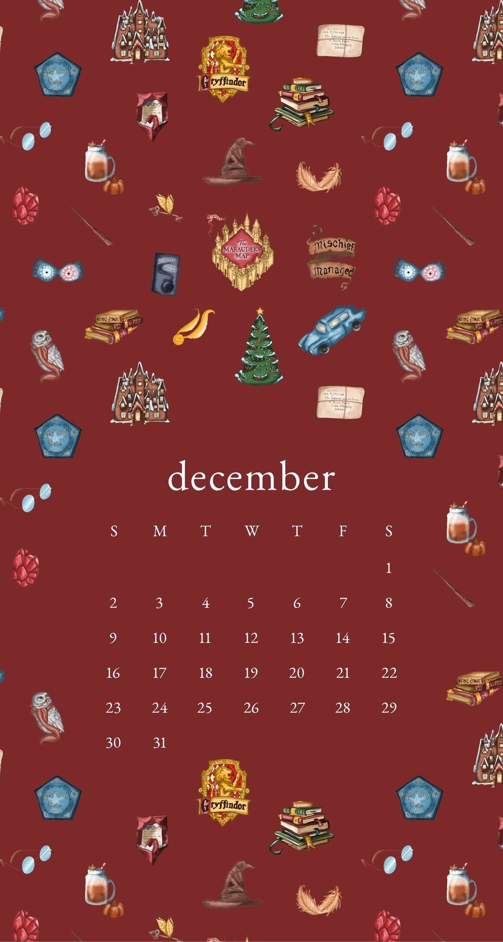 Calendario dicembre Harry Potter natalizio, J.K. Rowling, 1025x1920 Full HD Verticale, iPhone