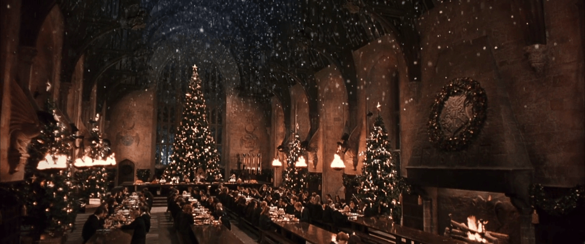 Sala grande Hogwarts natalizia, 1920x800 21:9, Ultrawide