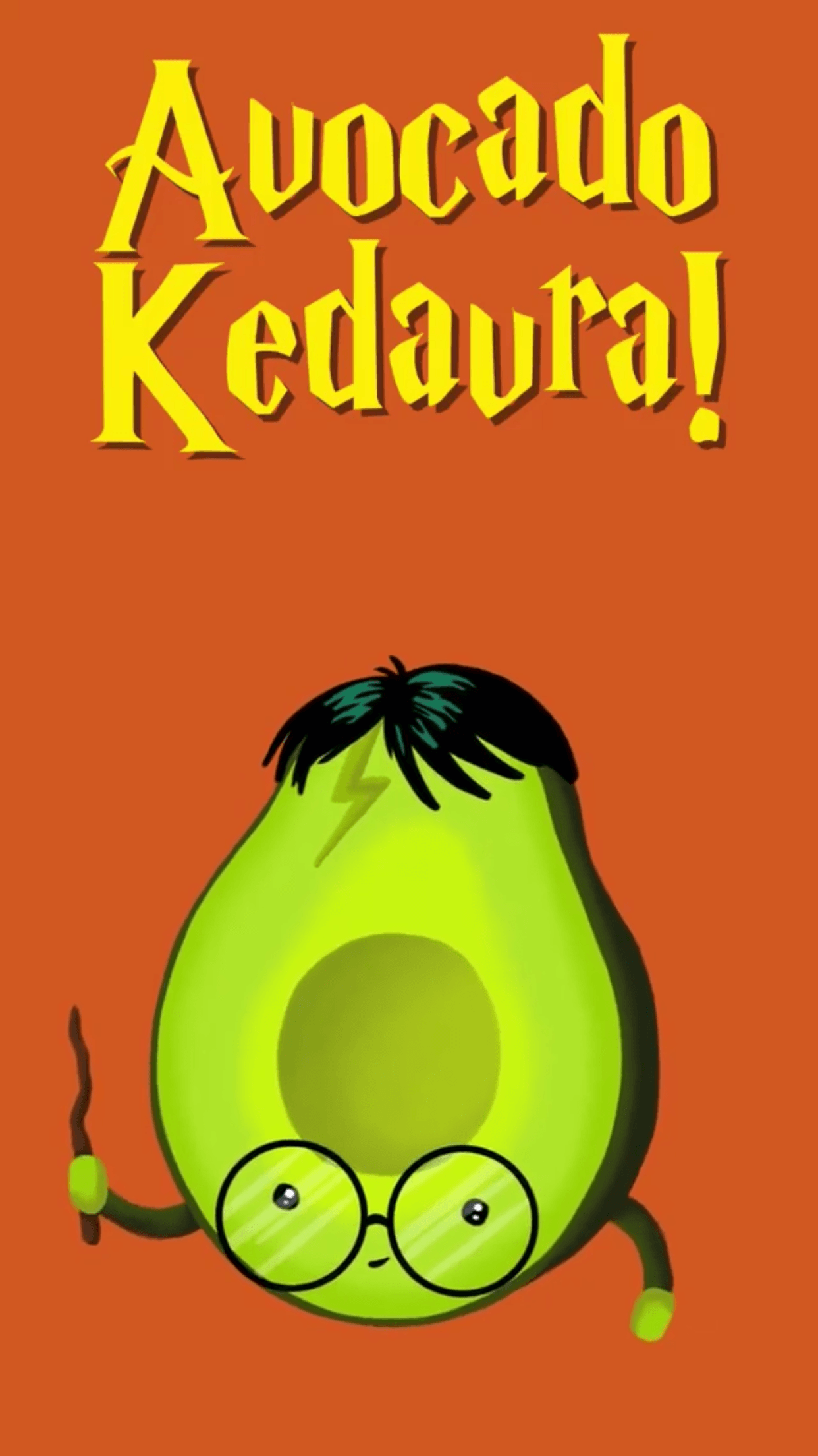 Avocado con occhiali, sfondo arancione, 1242x2208 Full HD Verticale, Samsung Galaxy