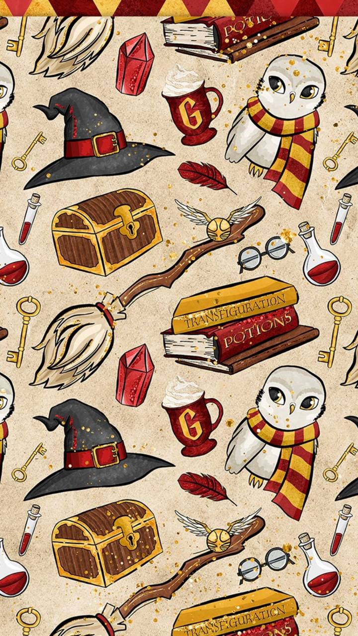 Pattern oggetti Harry Potter, 720x1280 Verticale, Telefono