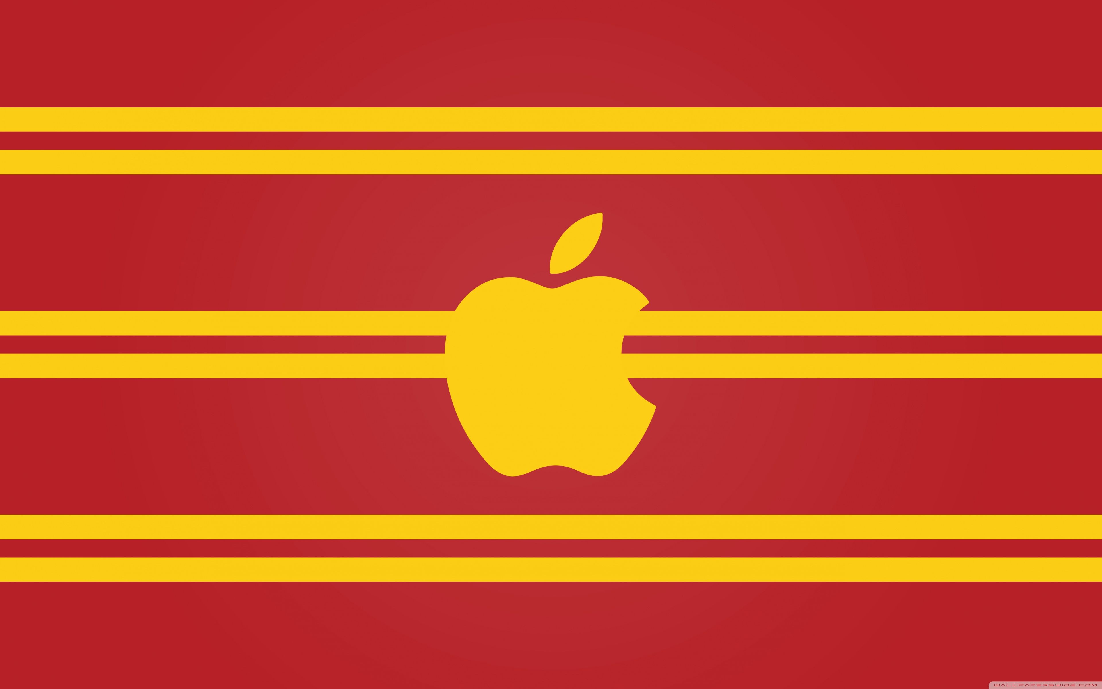 Logo Apple giallo Grifondoro, azienda tech, 3840x2400 4K, Desktop 4K
