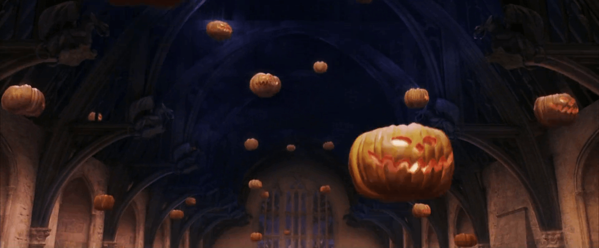 Sala Grande Hogwarts Halloween zucche, 1920x800 Panoramico, Dual Screen