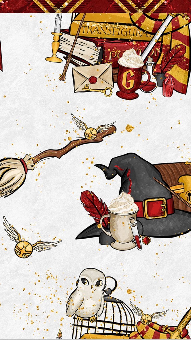 Harry Potter kawaii pattern oggetti, J.K. Rowling, 720x1280 Full HD Verticale, Smartphone