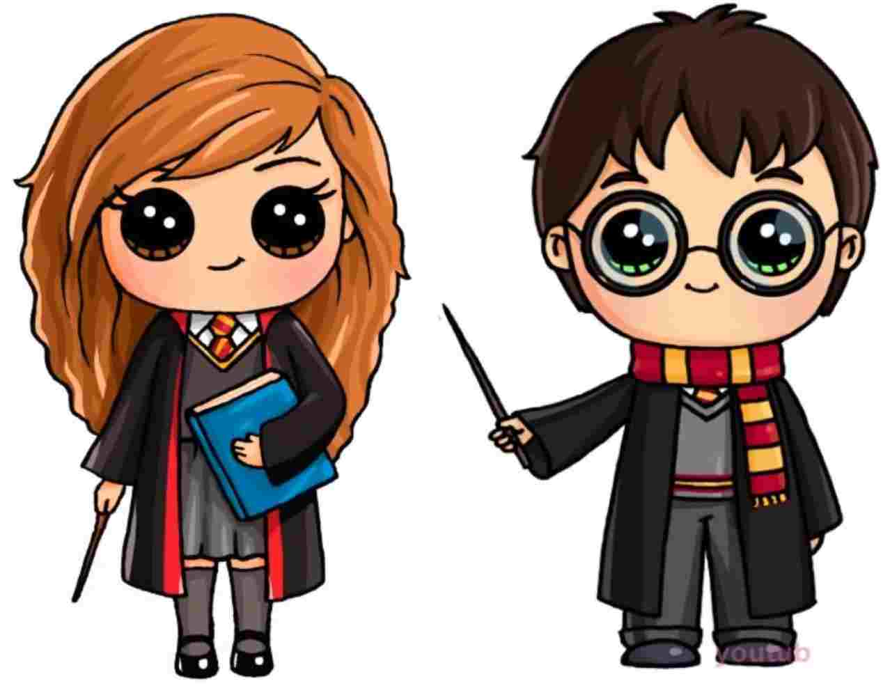 Hermione kawaii con gatto Crookshanks, 1183x1557 Verticale, Mobile