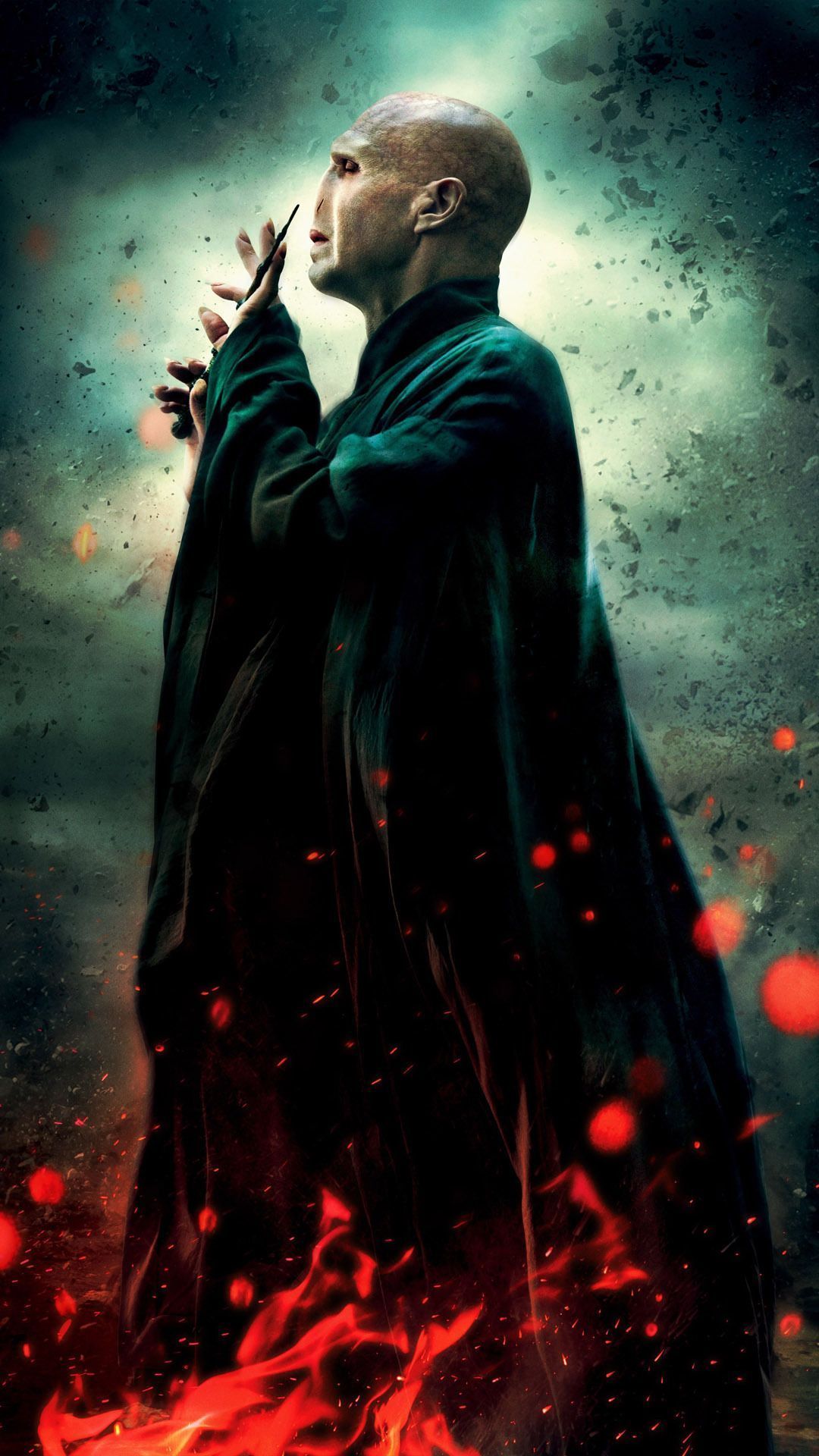 Voldemort con bacchetta, fiamme, Signore Oscuro, 1080x1920 Full HD Verticale, iPhone