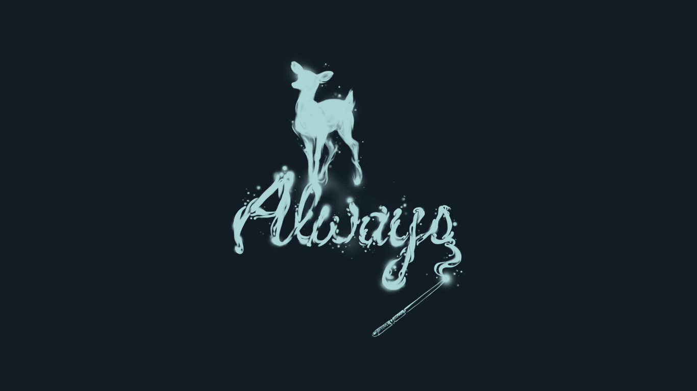 Cervo Patronus e bacchetta minimalista, 1366x768 HD, Desktop