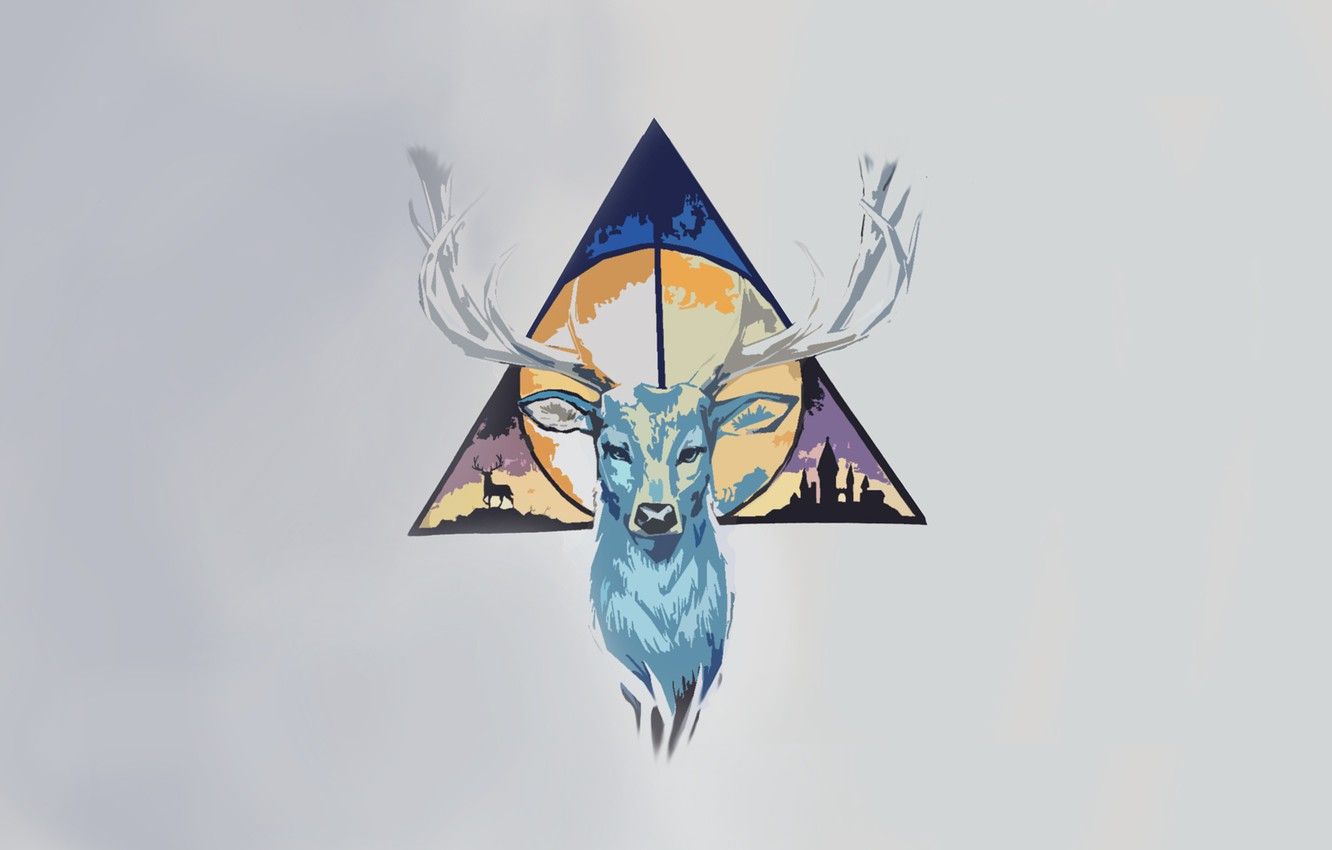 Cervo minimalista, triangolo, Harry Potter, 1332x850 720p, Laptop