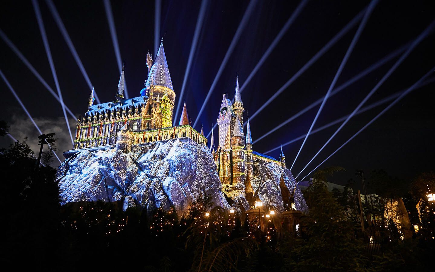 Castello Hogwarts luci notturne, 1440x900 HD, Desktop