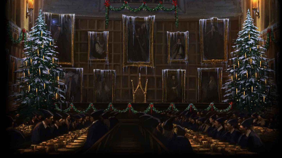 Castello Hogwarts natalizio innevato, 1920x1080 Full HD, PC