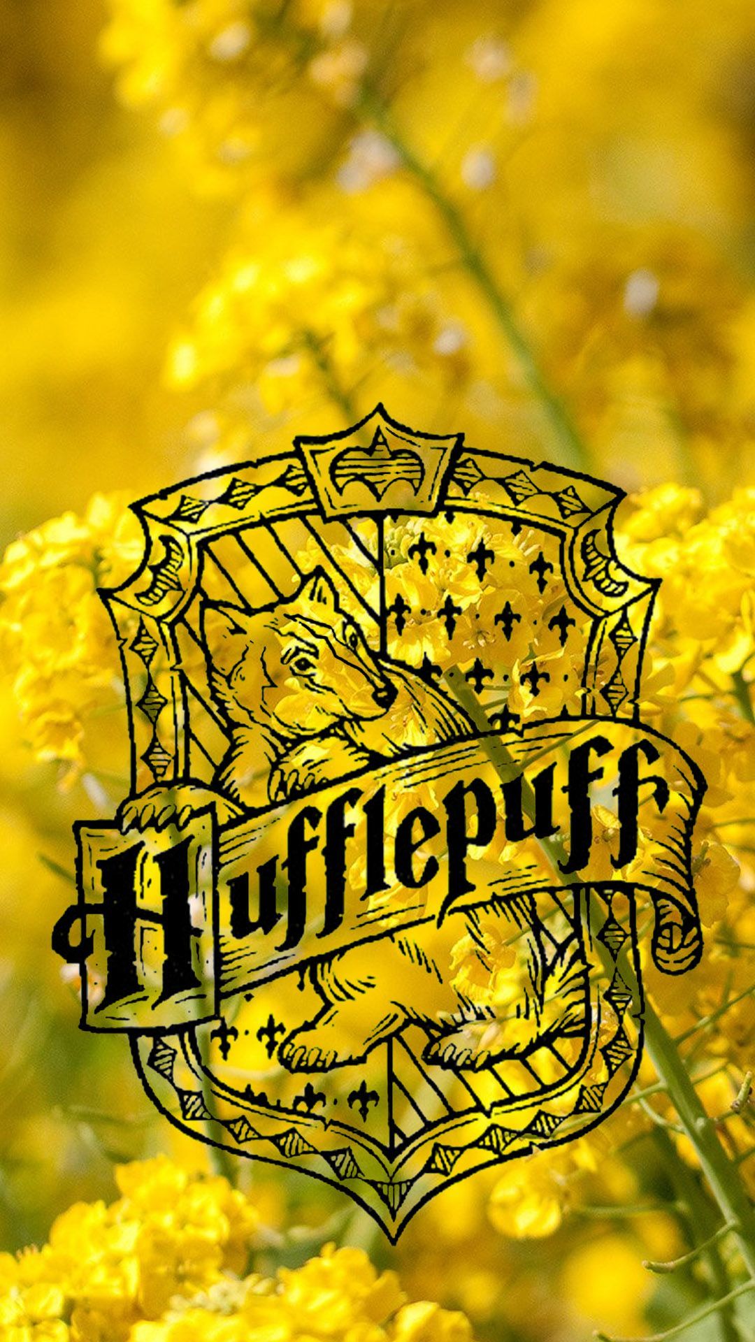 Stemma Hufflepuff su fiori gialli, 1080x1920 Full HD Verticale, Smartphone