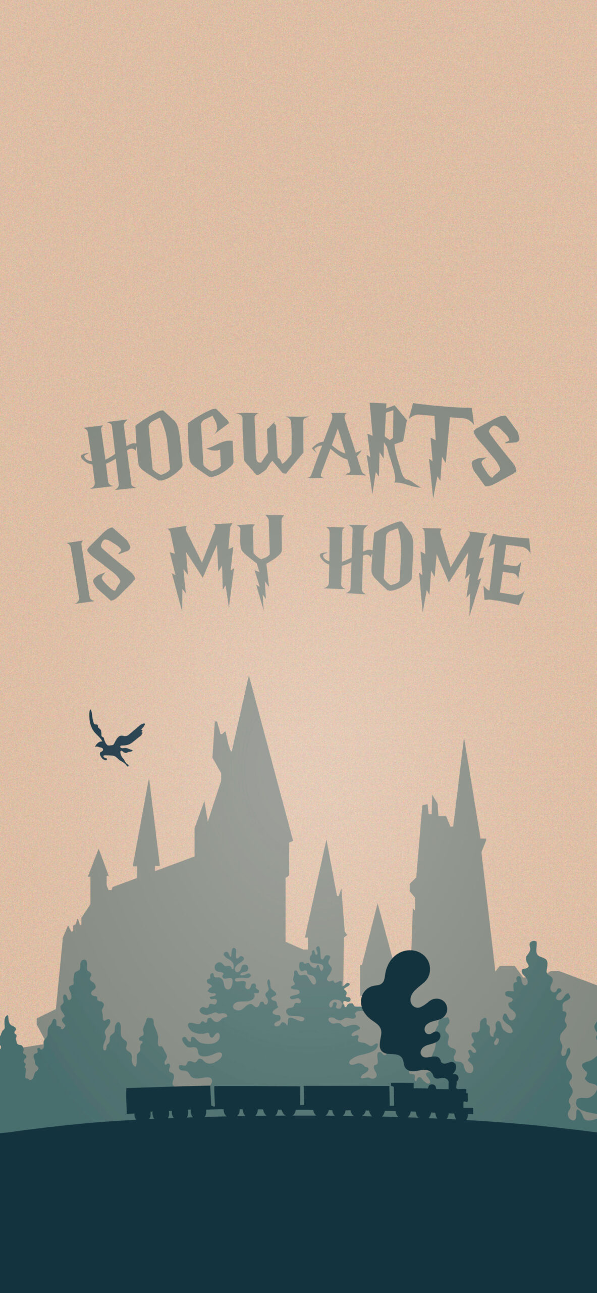 Silhouette castello Hogwarts minimalista, scuola di magia, 1183x2560 Verticale, Mobile