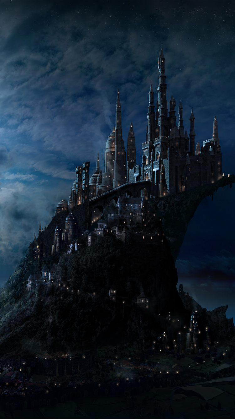 Castello Hogwarts di notte, 750x1334 Verticale, Mobile