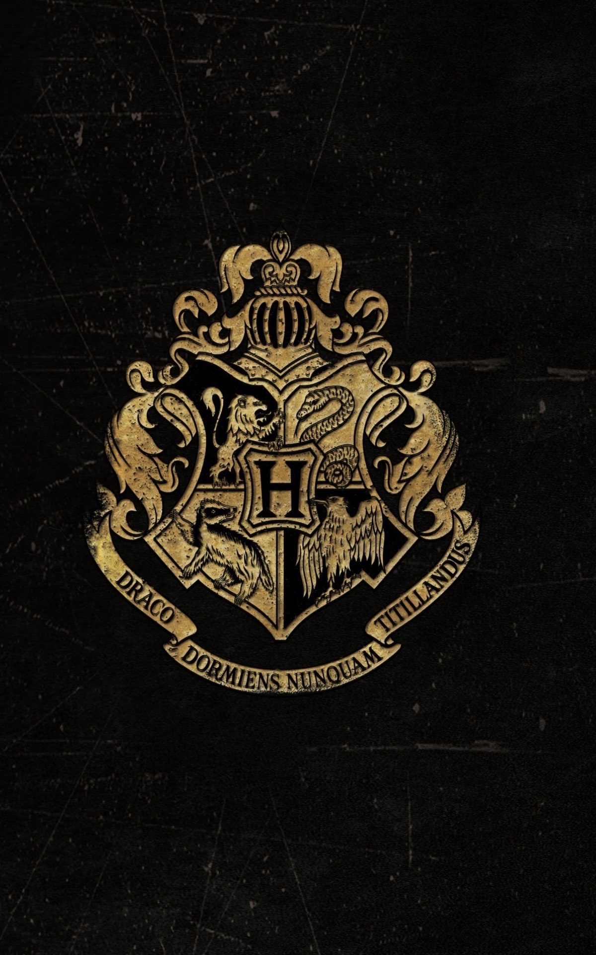 Stemma Hogwarts oro nero, 1200x1920 Full HD Verticale, iPhone
