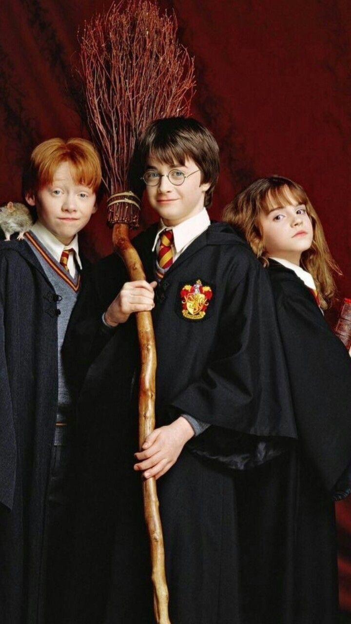 Harry Potter Ron Hermione scopa, 720x1280 Verticale, Android