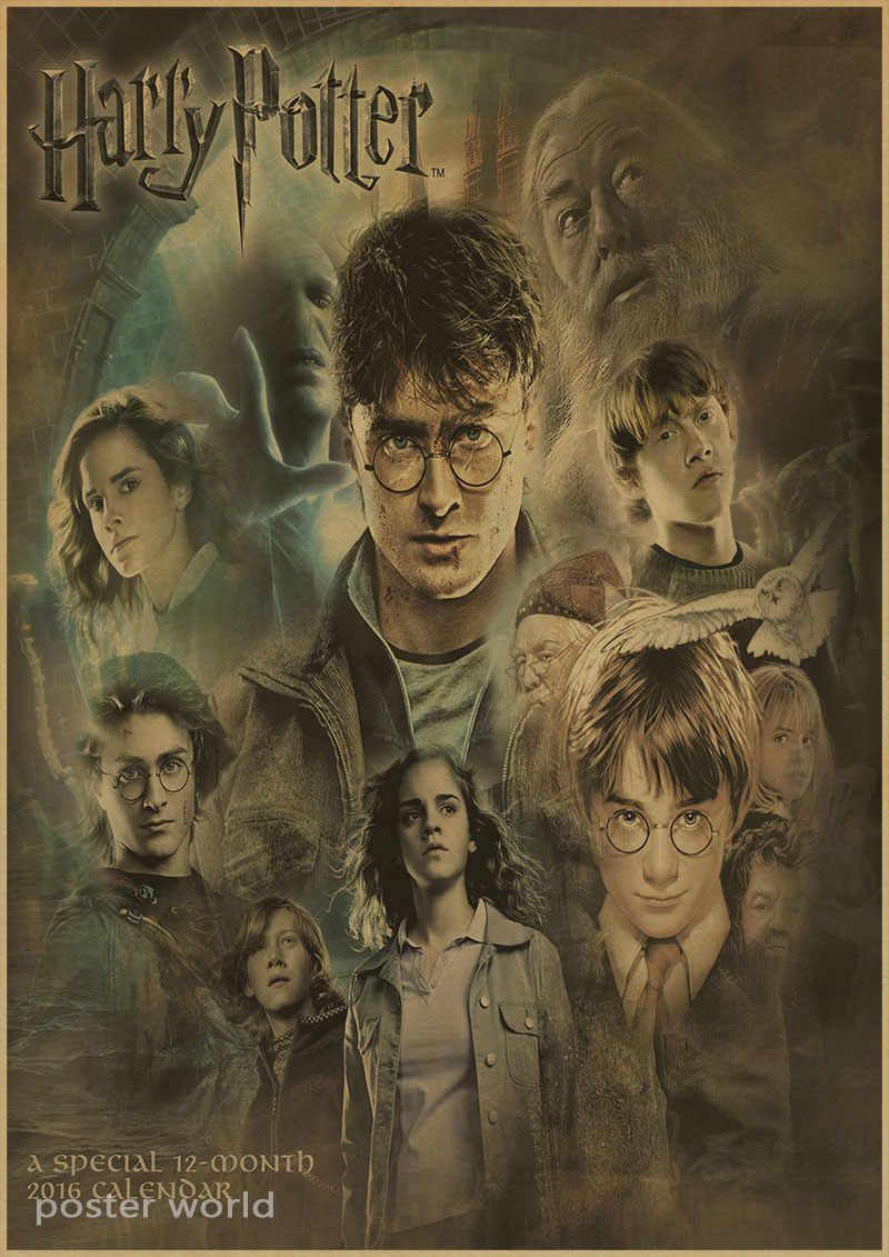 Poster vintage Harry Potter personaggi, mondo magico, 800x1131 Verticale, Mobile