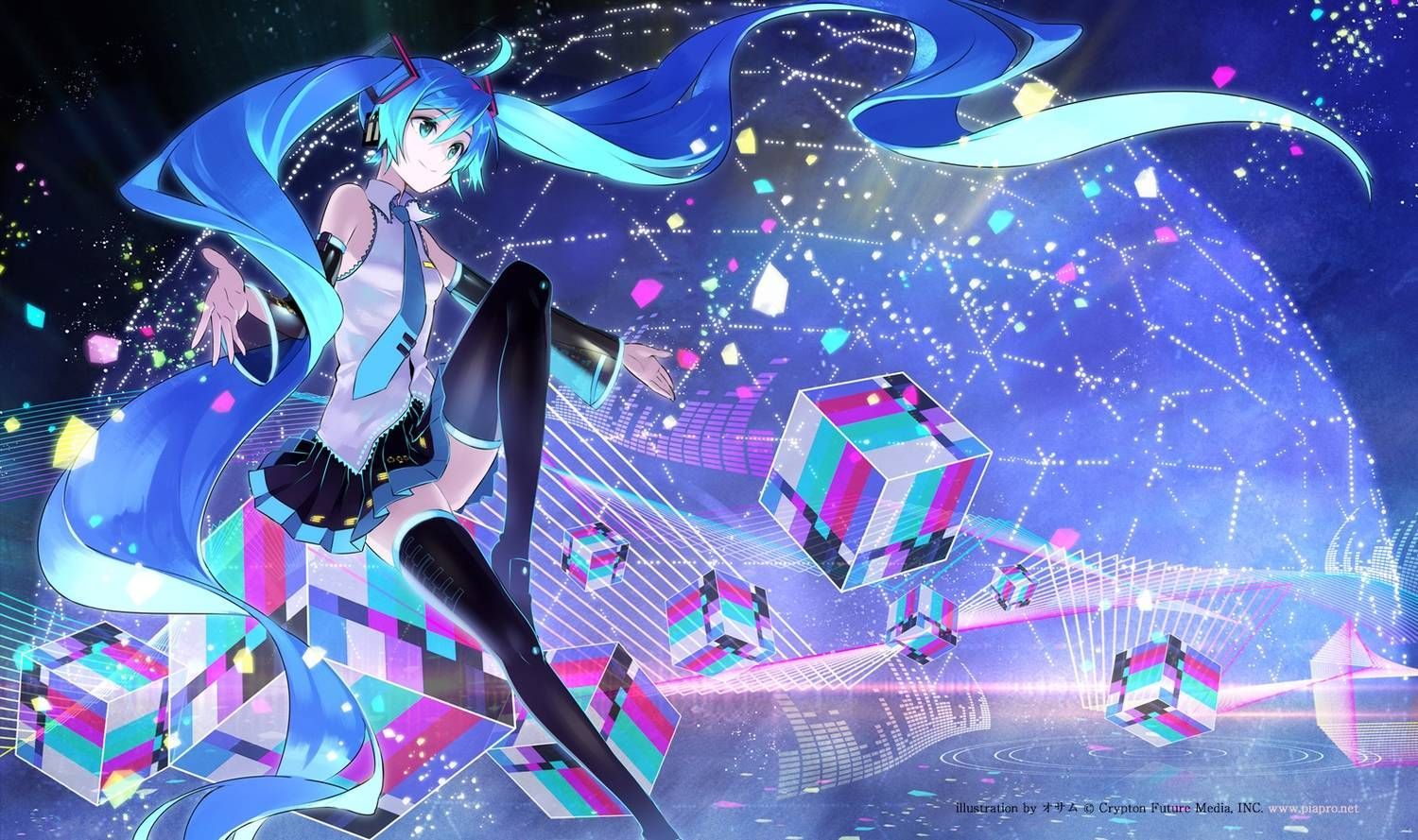 Miku Hatsune Vocaloid digitale, 1500x889 720p, PC