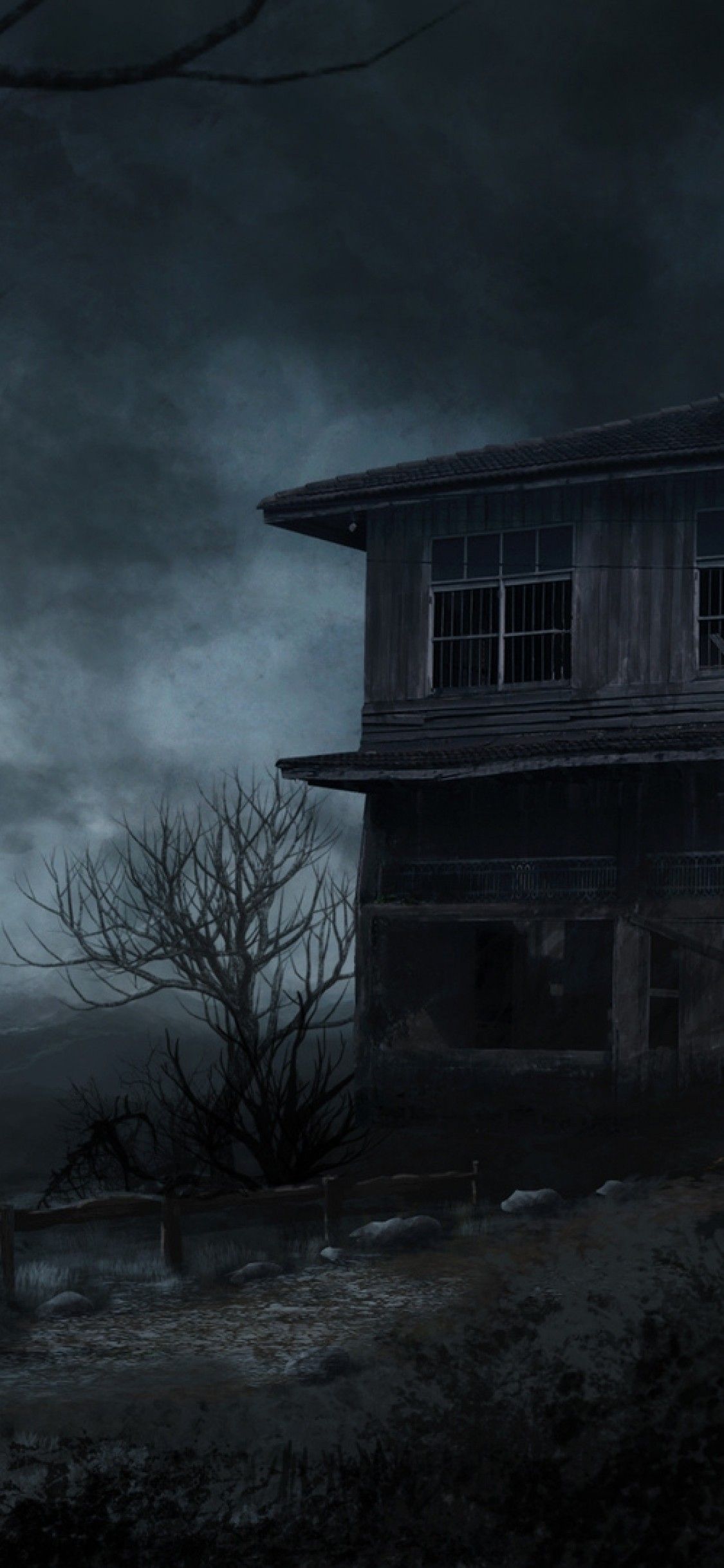 Casa abbandonata infestata notte, 1125x2436 Verticale, Mobile