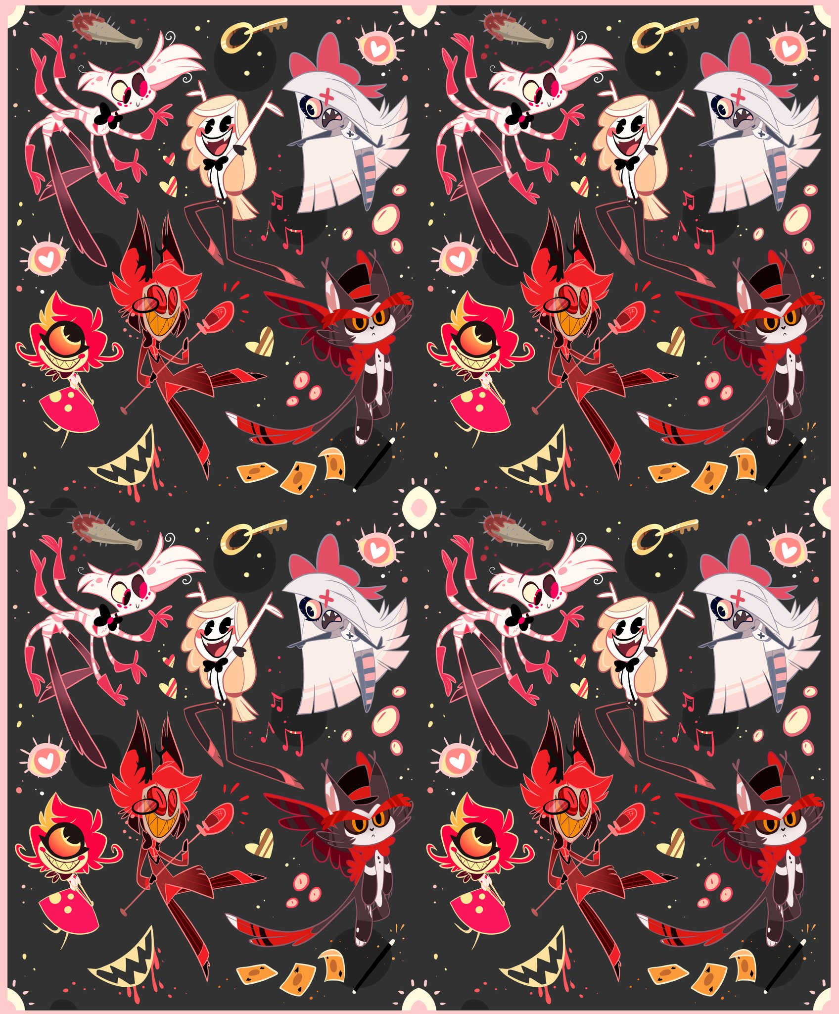 Personaggi Hazbin Hotel pattern, 1696x2048 Verticale, Telefono
