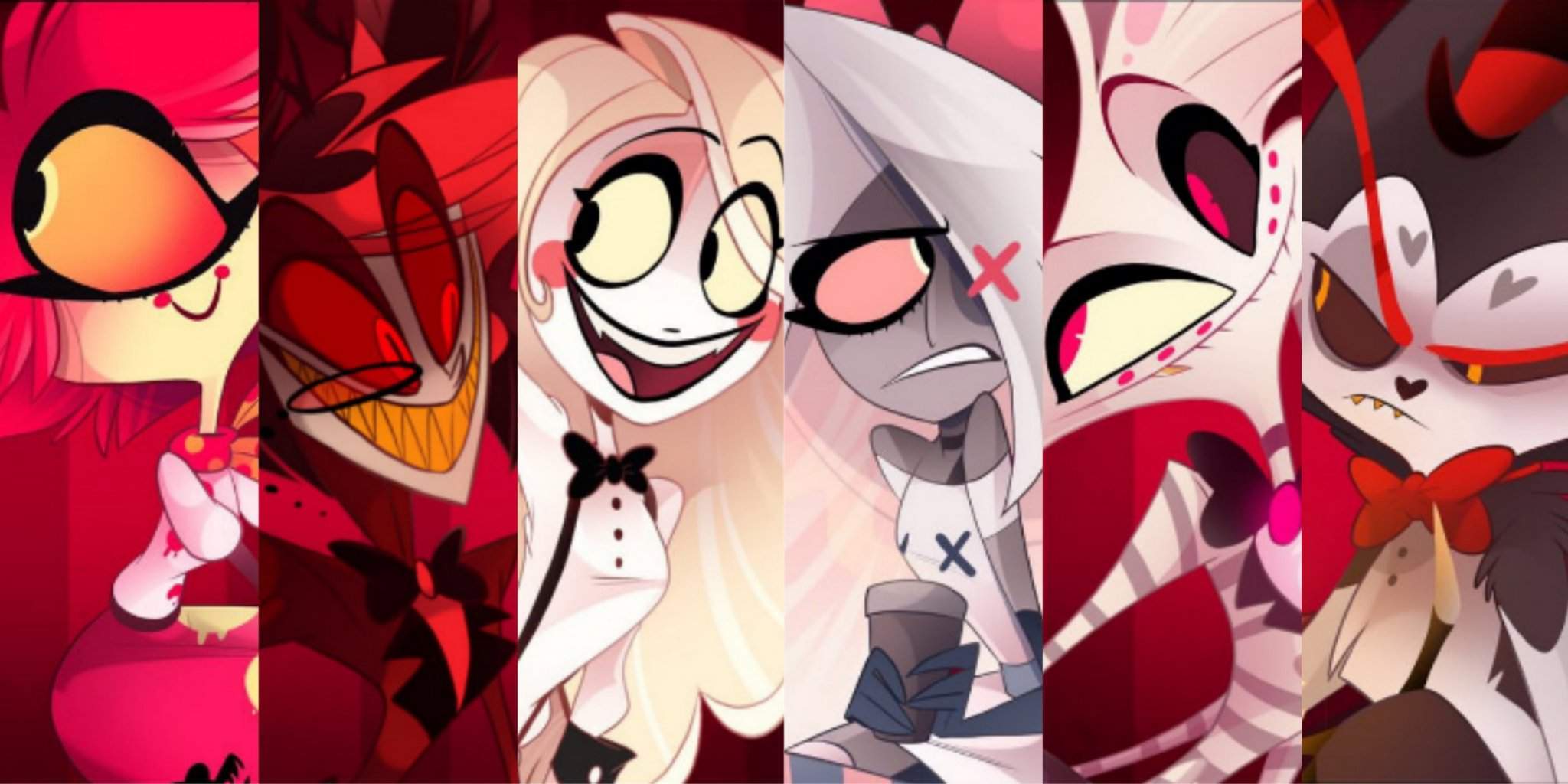 Personaggi Hazbin Hotel collage, 2048x1024 alta risoluzione, PC