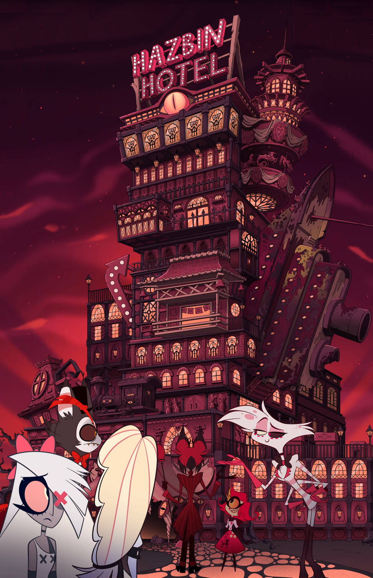 Hazbin Hotel edificio personaggi, 1240x1920 Verticale, Mobile