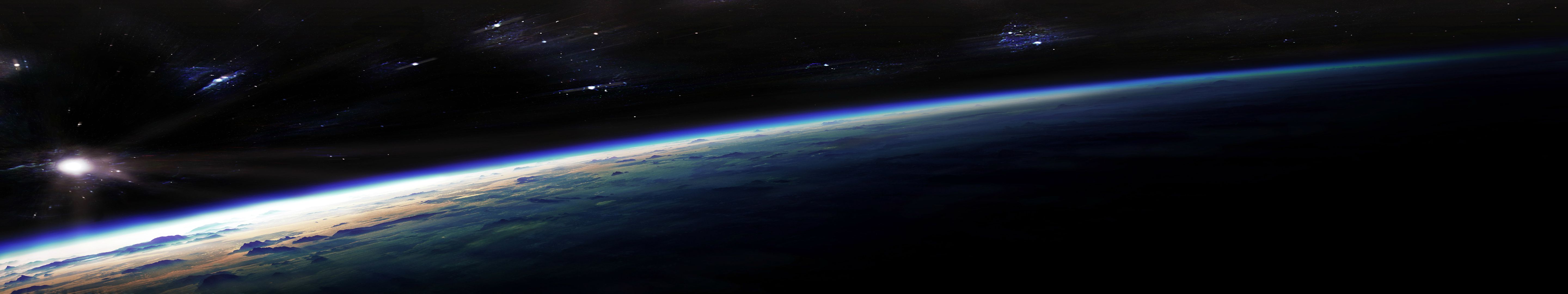 Curvatura terrestre vista spazio, 5760x1080 Ultrawide, Dual Monitor