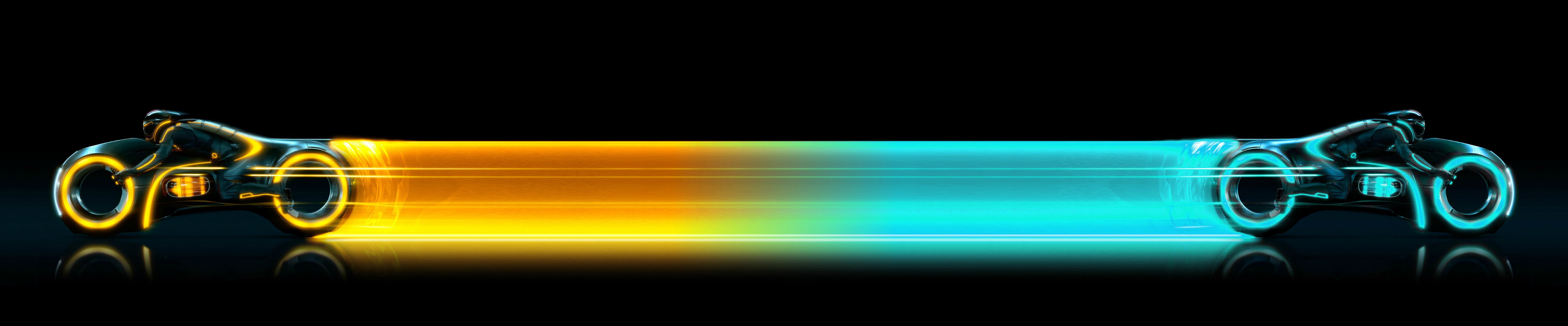 Moto Tron luci neon, 5760x1200 21:9, Ultrawide