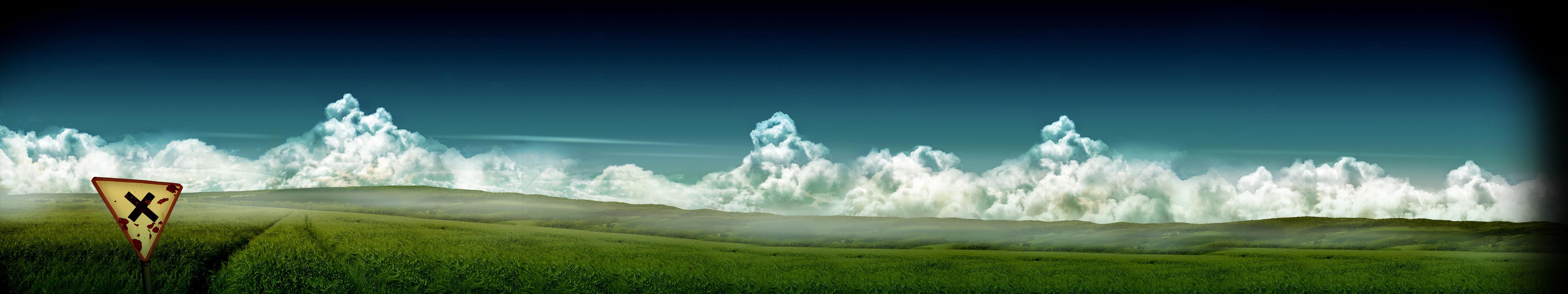 paesaggio verde con montagne, 5760x1080 21:9, Monitor 4K