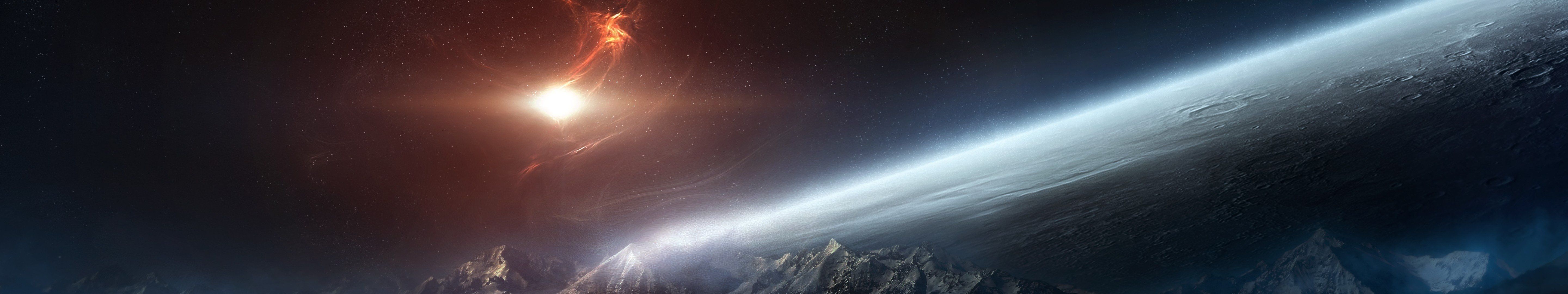Asteroide spazio esplosione, 5760x1080 Panoramico, Dual Screen